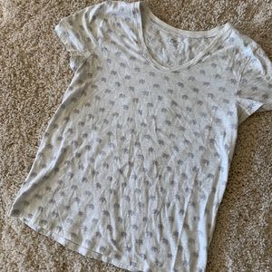 Elephant print cream capped sleeve tee